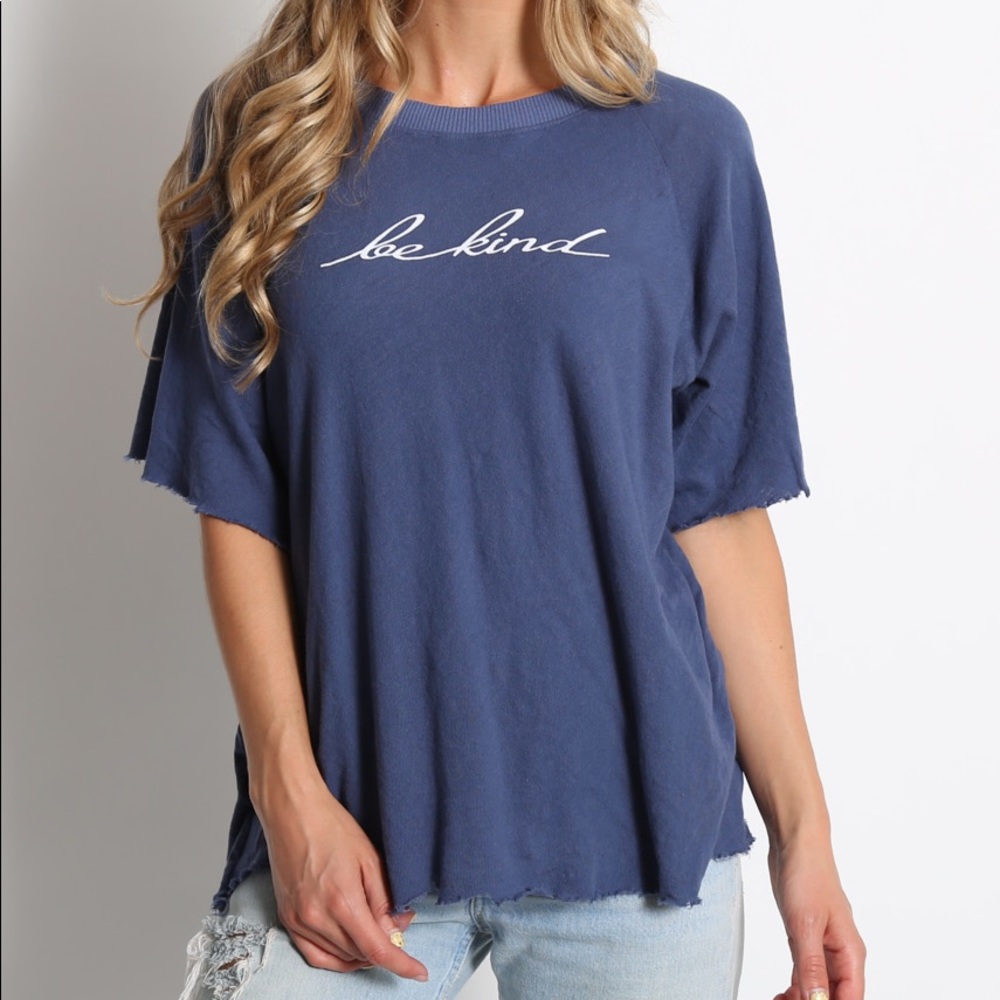 Good hYOUman Rowan Be Kind Oversized Tee In Blue • Size XS